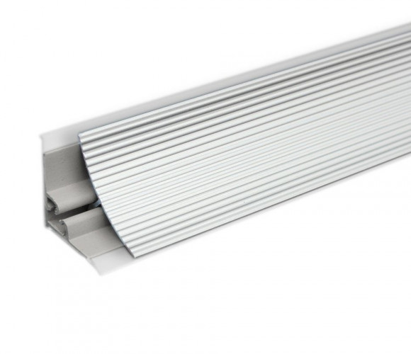 Плинтус алюминиевый вогнутый рифленый ЭЛИТ-2С, серебро, 3м