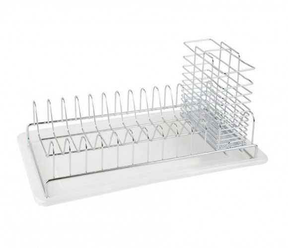 Посудосушитель настольный с поддоном хром/белый (383х295х193) LF-139