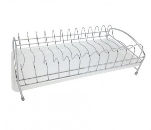 Посудосушитель настольный с поддоном хром/белый (405х295х145) LF-140
