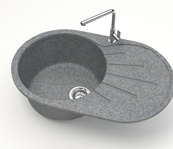 Мойка Модель 110, Овал 730х450х210мм, Темно-Серый Q8  Мрамор