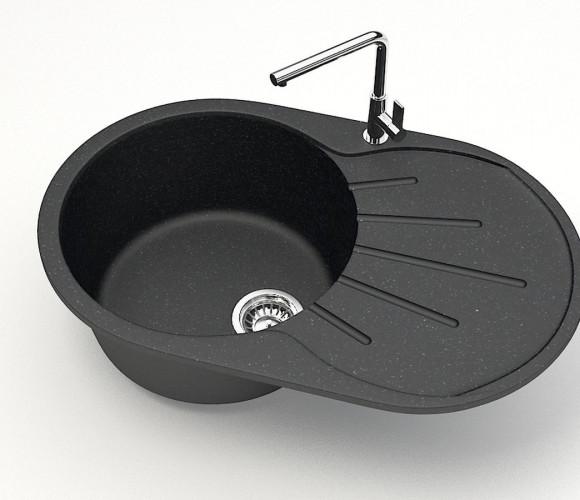 Мойка Модель 110, Овал 730х450х210мм, Черный Q4  Мрамор