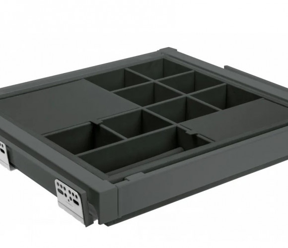 Корзина с органайзером с доводчиком, полного выдв., графит   WG-PRZEG70-60