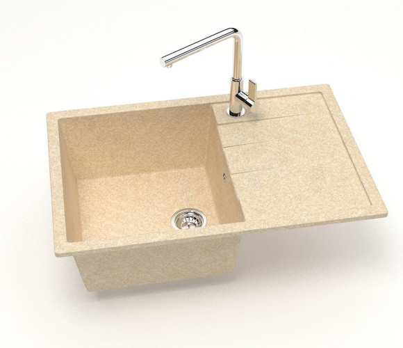 Мойка Модель 161, Прямоугольная 750х505х218мм, Слоновая кость Q6  Мрамор