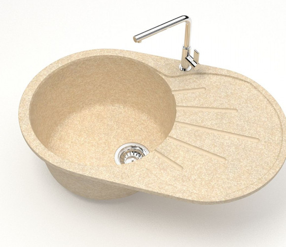 Мойка Модель 110, Овал 730х450х210 мм, Слоновая кость Q6  Мрамор