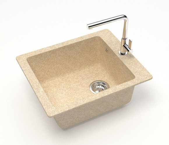 Мойка Модель 8, Квадратная 425х500х195мм, Слоновая кость Q6  Мрамор