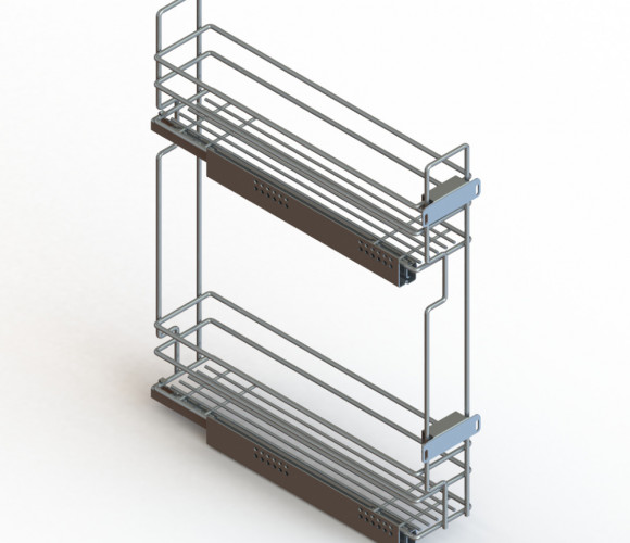 Cargo mini 150мм Квадро 1 + направл. Хеттих, бок.крепл. ПРАВАЯ, с крепл. к фасаду