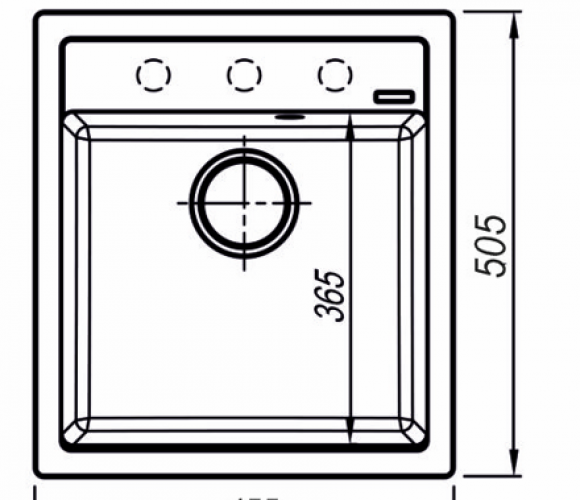Мойка КВАДРАТ Графит 455*505*190мм.  GRANIT