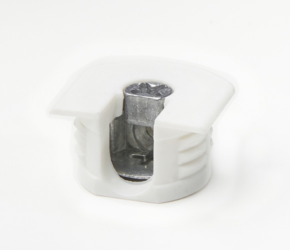 Эксцентриковая стяжка усиленная в пластике, цвет белый