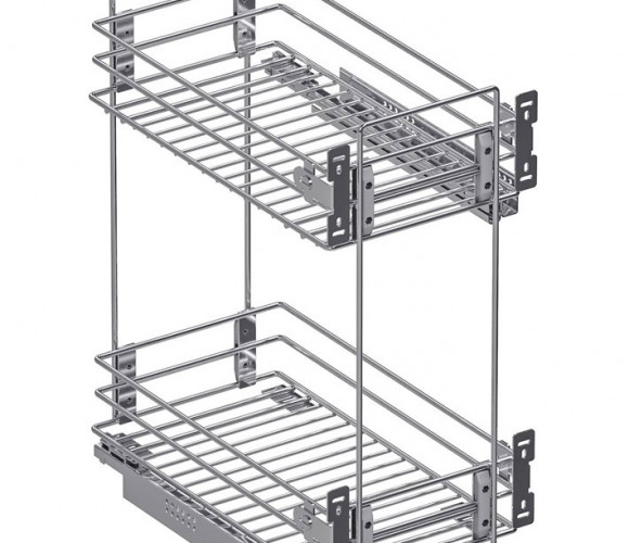 Cargo mini 400мм Актро + направл. Хеттих, бок.крепл., с крепл. к фасаду  ХРОМ