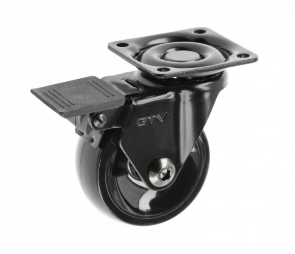 Опора колесная с фланцем, CALIBRO, D50мм с тормозом, черное   KM-CALIBRO-50мм-ZH-20