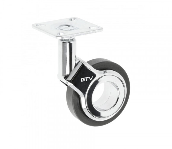Опора колесная с фланцем, GIRA, D60мм без тормоза, черное/хром   KM-GIRA-60мм-BH-20