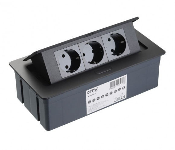 Удлинитель для офиса прямоугольный SOFT AE-PBSC3GS-20N (3 розетки, заземл-усик) ЧЕРНЫЙ