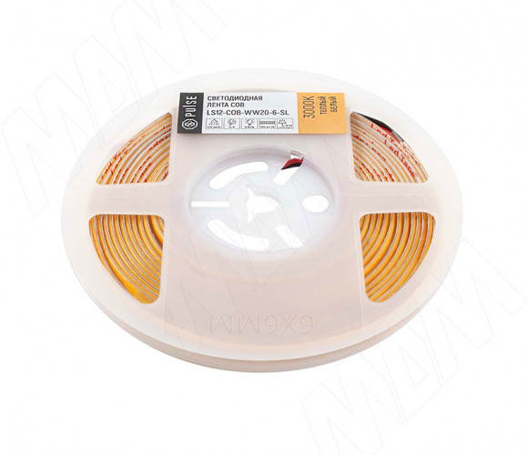 Светодиодная лента LUX COB 504 диодов, 12V, 6W, ширина 5мм, теплый LS12-COB-WW20-6-SL