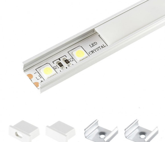 Профиль алюм.для светодиодн.лент 15*6мм, L-2м БЕЛЫЙ с матовым экраном, загл. и крепежом LR39-MWH