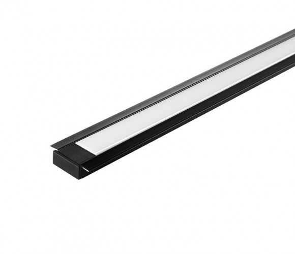 Профиль алюм.для светодиодн.лент 22*6мм, L-3м ЧЕРНЫЙ с матовым экраном, загл. и крепежом LR37-L3-MBL