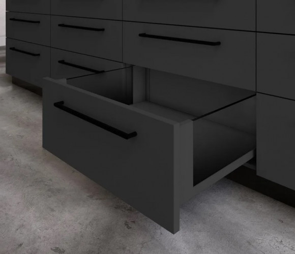 Ящик GTV AXIS PRO L-450, высокий H-168мм, со стеклянными боковинами, Антрацит   PB-AXISPRO-GLASS-KPL450C