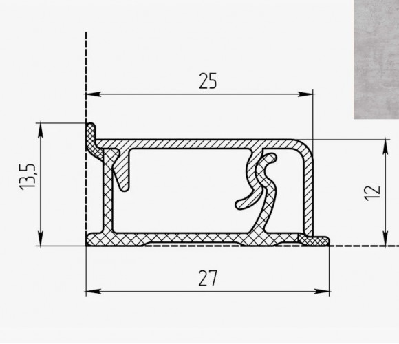 Плинтус КВАДРО Д FS189 S9   Бетон серый 27*13*4200мм