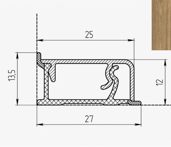 Плинтус КВАДРО Д FS1111 W2  Дуб Крымский    27*13*4200мм