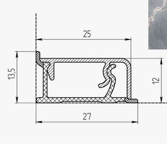 Плинтус КВАДРО Д FS322   Мерано серый 27*13*4200мм