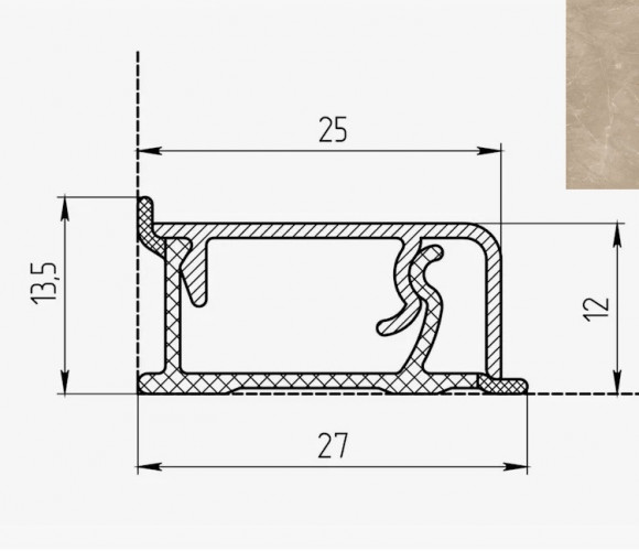 Плинтус КВАДРО Д FS113 В2   Сарыкум 27*13*4200мм