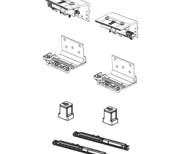 Комплект фурнитуры на шкаф-купе DTC TRACK-PRO GT, на 2 двери, с доводчиком, на 5-15кг (GT1850HA) 0018885