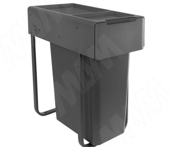 Корзина встраиваемая для мусора, объем 30л. EASYBOX F30 выдвижная с дов, крышка-полка, тем.-серый EMB301-30DG