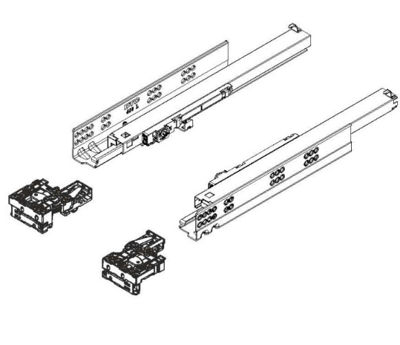 Направляющие скрыт. монт. DTC 250 35кг 3D, полного выдв. Push (DS10250GX+ODSD04-A) 0025238